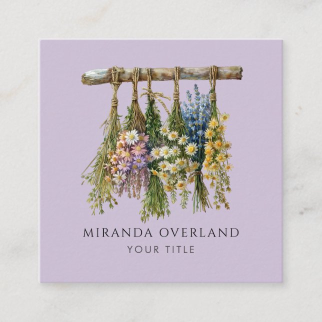 Tarjeta De Visita Cuadrada Flores colgantes únicas (Anverso)