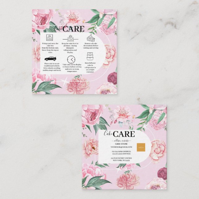 Tarjeta De Visita Cuadrada Flores de acuarela bohemias de arte moderno (Anverso / Reverso)