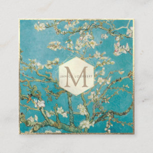 Tarjeta De Visita Cuadrada Flores de Almendro de Van Gogh