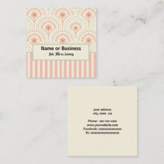 Tarjeta De Visita Cuadrada Flores de Boho y rayas