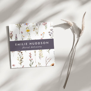 Tarjeta De Visita Cuadrada Flores de colores, vegetación, floristería, Flores