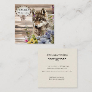 Tarjeta De Visita Cuadrada Flores de lobo de color de agua elegante
