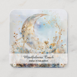 Tarjeta De Visita Cuadrada *~* Flores de luna de media luna QR Floral AP70 Eé