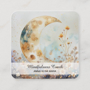 Tarjeta De Visita Cuadrada *~* Flores de luna etérea Crescent QR Floral AP70