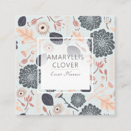 Tarjeta De Visita Cuadrada Flores de mezcla de colores de rosa azul