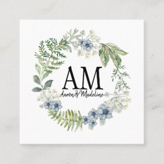 Tarjeta De Visita Cuadrada Flores de monograma floral personalizadas