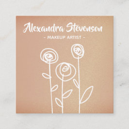 Tarjeta De Visita Cuadrada Flores de oro rosa Dibujo Fácil
