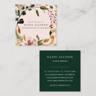 Tarjeta De Visita Cuadrada Flores de Otoño Acuarela Boho