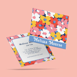 Tarjeta De Visita Cuadrada Flores de primavera de acuarela coloridas femenina