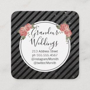 Tarjeta De Visita Cuadrada Flores elegantes / Calle abocada