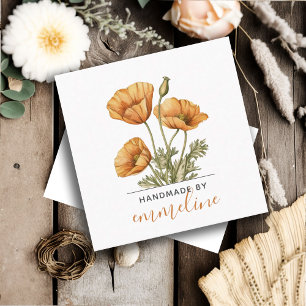 Tarjeta De Visita Cuadrada Flores Extraordinarias Hechas A Mano Por El Artesa