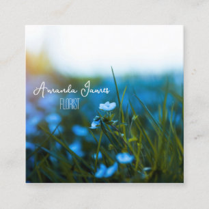 Tarjeta De Visita Cuadrada flores macro en el campo, para floristería, tarjet