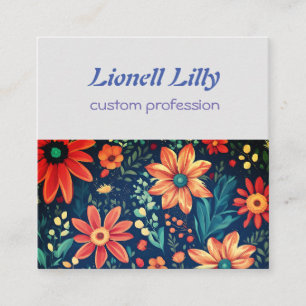 Tarjeta De Visita Cuadrada Flores Magia de Jardín