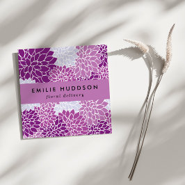 Tarjeta De Visita Cuadrada Flores moradas de Dahlia, Floristería, Flores