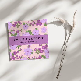 Tarjeta De Visita Cuadrada Flores moradas, vegetación, florística, flor