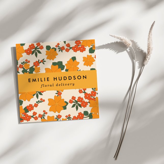 Tarjeta De Visita Cuadrada Flores naranjas, vegetación, florística, flor (Subido por el creador)