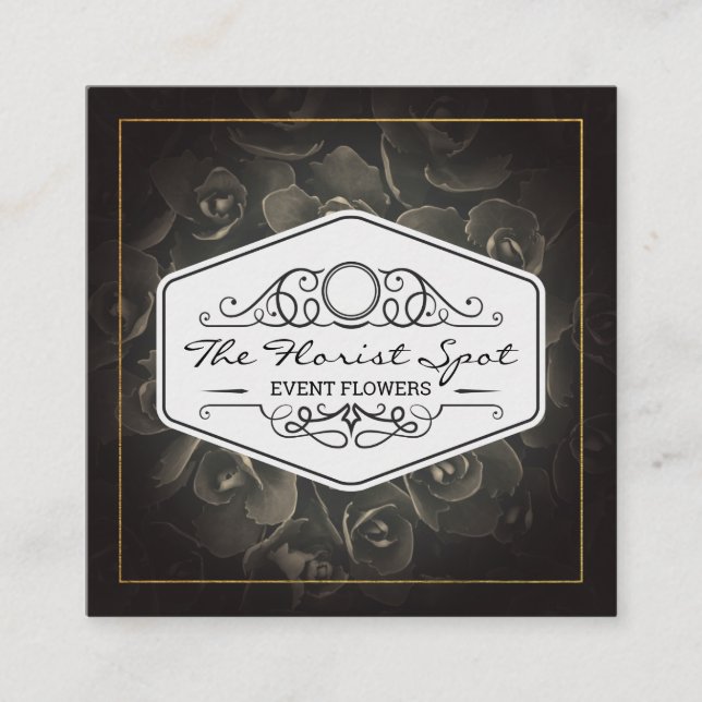 Tarjeta De Visita Cuadrada Flores | Restauración | Servicios de eventos (Anverso)