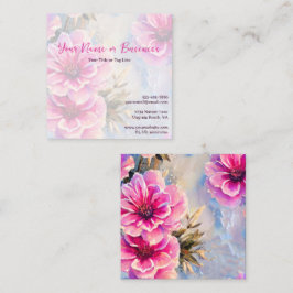 Tarjeta De Visita Cuadrada Flores rosa de Moda de bonito Floral