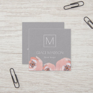 Tarjeta De Visita Cuadrada Flores rosados