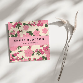 Tarjeta De Visita Cuadrada Flores rosas, motivos florales, florística, flor