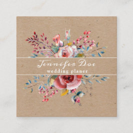 Tarjeta De Visita Cuadrada Flores rústicas acuáticas kraft Business Card