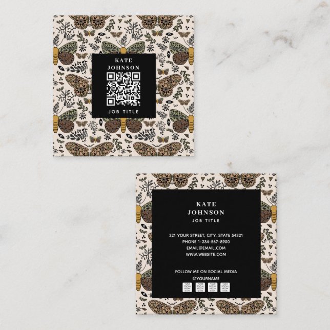 Tarjeta De Visita Cuadrada Flores silvestres bohemias esteticistas Salón de b (Anverso / Reverso)