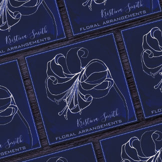 Tarjeta De Visita Cuadrada Florismo de arreglos florales de la Marina Azul y 