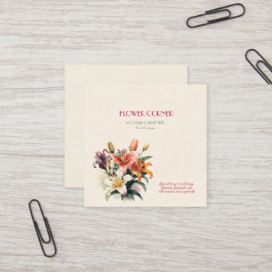 Tarjeta De Visita Cuadrada Florist Shop Lilies