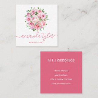 Tarjeta De Visita Cuadrada Florista de boda elegante floral acuarela