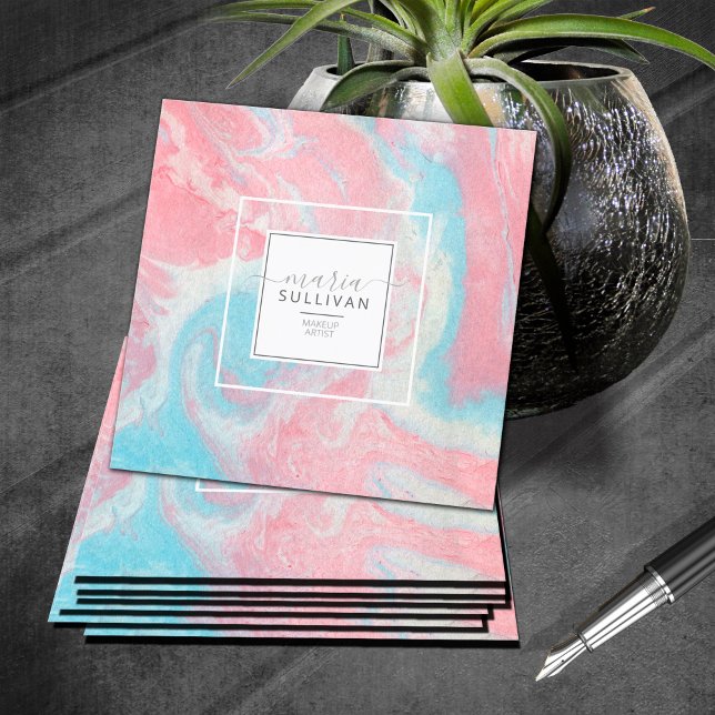 Tarjeta De Visita Cuadrada Flujo de pintura líquida Resumen ID797 rosa/azul (Subido por el creador)