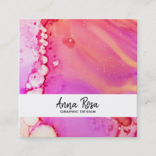 Tarjeta De Visita Cuadrada *~* Flujo Marble Negrita Abstracto Agua Orgánica