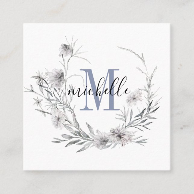 Tarjeta De Visita Cuadrada Foliage floral personalizada (Anverso)