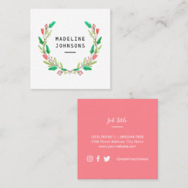 Tarjeta De Visita Cuadrada Follaje de la acuarela