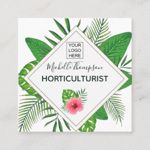 Tarjeta De Visita Cuadrada Follaje tropical a la acuarela personalizado