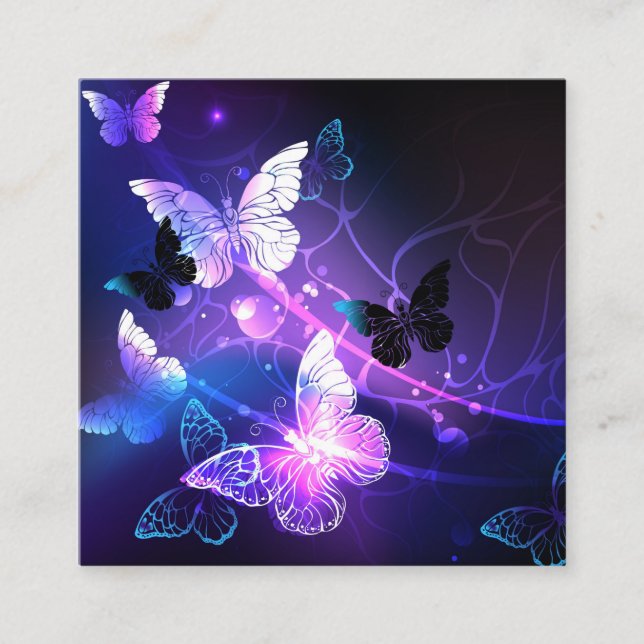 Tarjeta De Visita Cuadrada Fondo con mariposas nocturnas (Anverso)