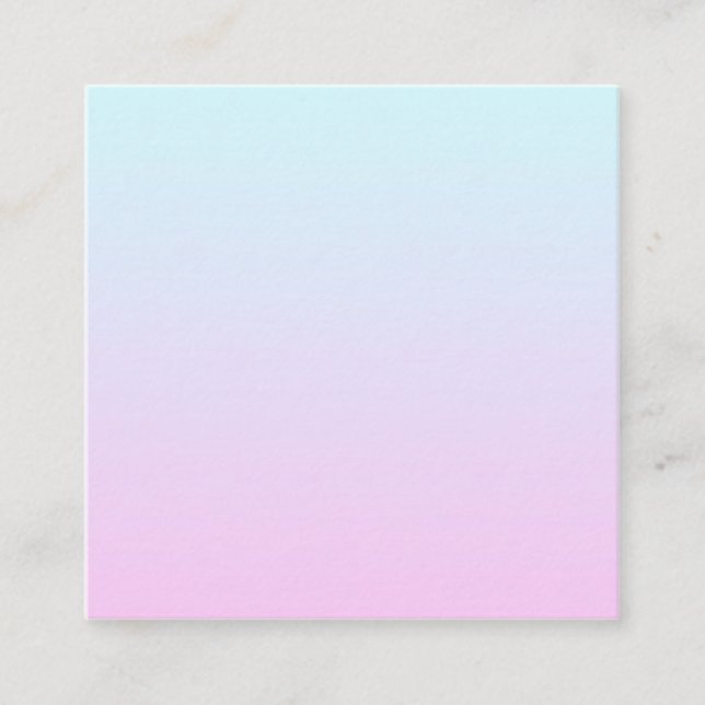 Tarjeta De Visita Cuadrada Fondo de degradado rosa y azul pastel (Anverso)