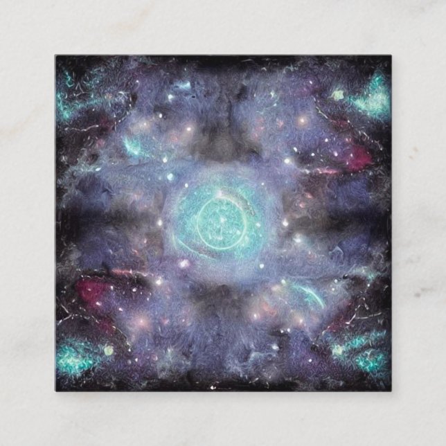 Tarjeta De Visita Cuadrada Fondo de descomposición del espacio azul morado (Anverso)