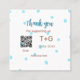 Tarjeta De Visita Cuadrada Fondo de luna de miel Añadir Q R código de pareja