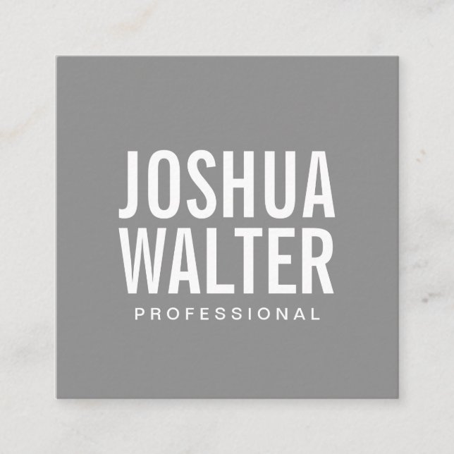 Tarjeta De Visita Cuadrada Fondo gris del texto negrita simple (Anverso)
