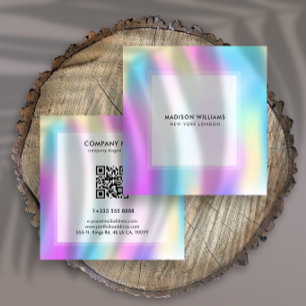 Tarjeta De Visita Cuadrada Fondo iridiscente colorido