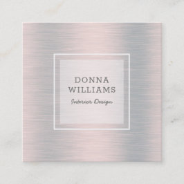 Tarjeta De Visita Cuadrada Fondo metálico gris plateado claro