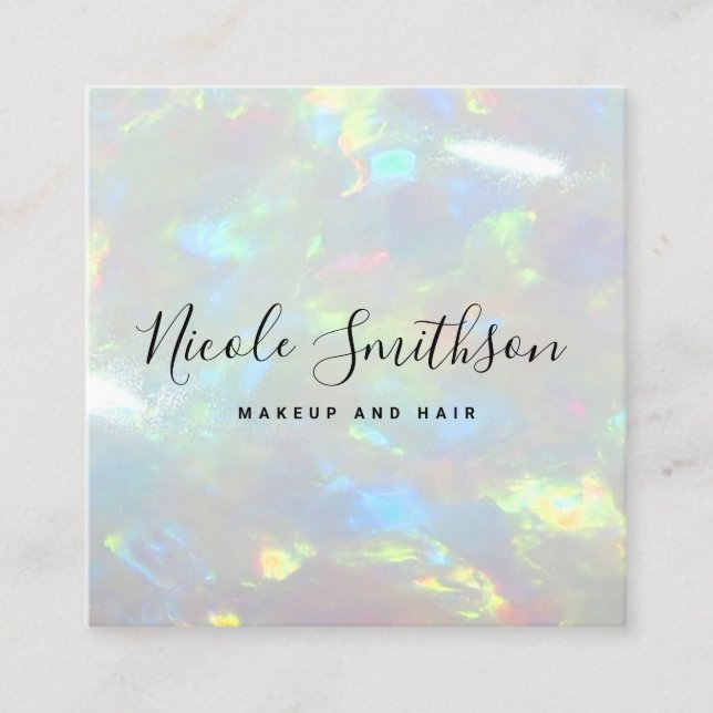 Tarjeta De Visita Cuadrada fondo opal de textura de gema (Anverso)