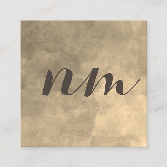 Tarjeta De Visita Cuadrada Fondo Sepia monograma de moda (Anverso)