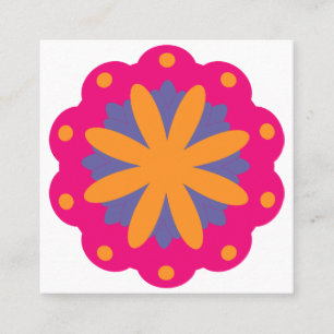 Tarjeta De Visita Cuadrada formas de círculos florales coloridos
