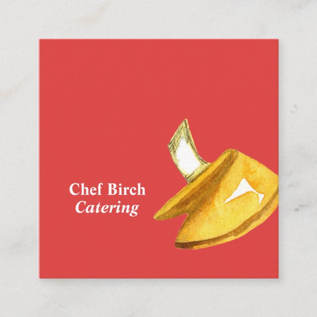 Tarjeta De Visita Cuadrada Fortune Cookies Cooking Red (Anverso)