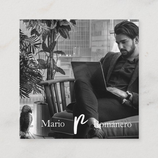 Tarjeta De Visita Cuadrada *~* Foto AP31 QR Profesional Simple Mínimo (Anverso)