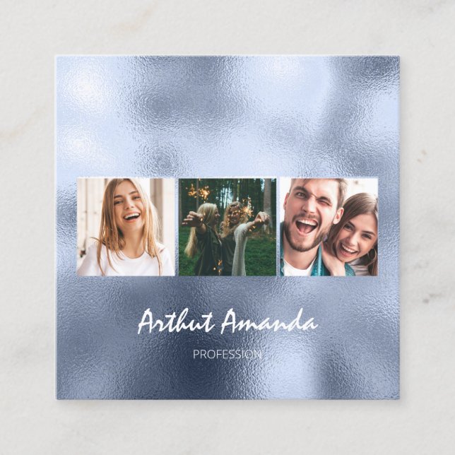 Tarjeta De Visita Cuadrada Foto Blue Sky Event Planner Hairdresser Makeup (Anverso)