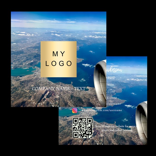 Tarjeta De Visita Cuadrada Foto de agente de viajes Código QR medios sociales (Subido por el creador)