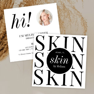 Tarjeta De Visita Cuadrada Foto de dermatólogo esteticián moderno minimalista