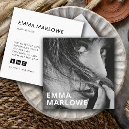 Tarjeta De Visita Cuadrada Foto de estilo moderno de pelo Minimalista